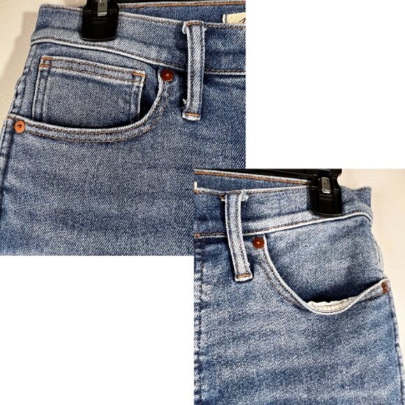 MADEWELL 10" Button Front High Rise Frayed Hem Skinny Jean Size 6/28 - Picture 5 of 12